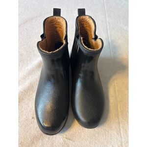 Chooka Chelsea Rain Boots Women Size 8 Black Good Waterproof Faux Fur Lined